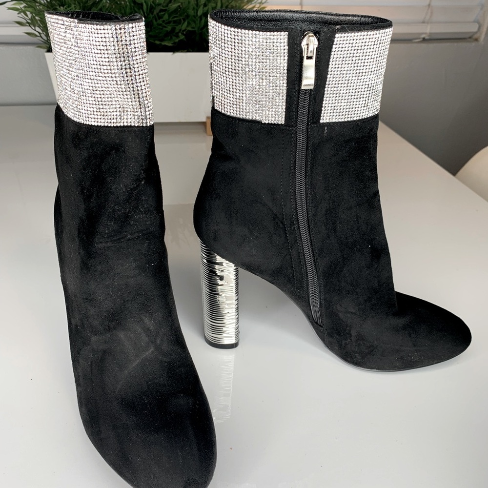 Black booties w/ Silver heel